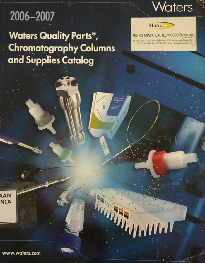 Cover Waters Quality Part, Chromatography Columns and Supplies Catalog