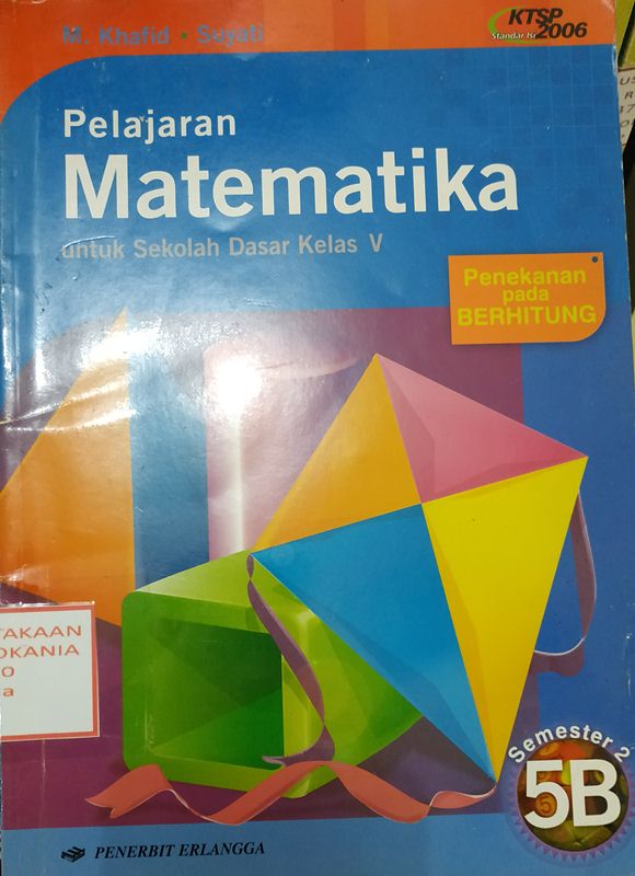 Cover Pelajaran Matematika Untuk Sekolah Dasar Kelas V Semester 2 5B